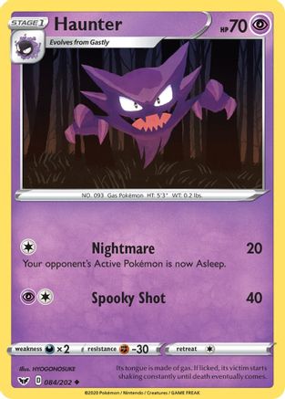 Haunter 084/202 - Reverse Holofoil SWSH01 Sword & Shield Base Set - Uncommon