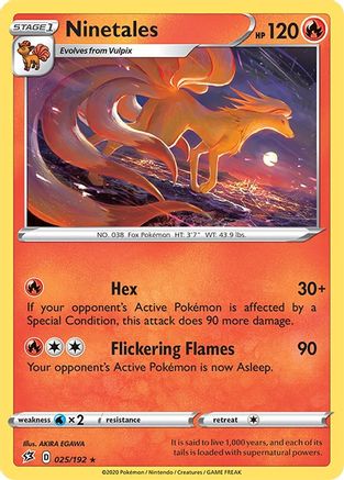 Ninetales 025/192 - Reverse Holofoil SWSH02 Rebel Clash - Rare
