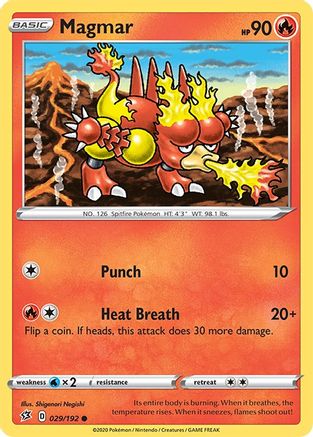 Magmar 029/192 - Reverse Holofoil SWSH02 Rebel Clash - Common