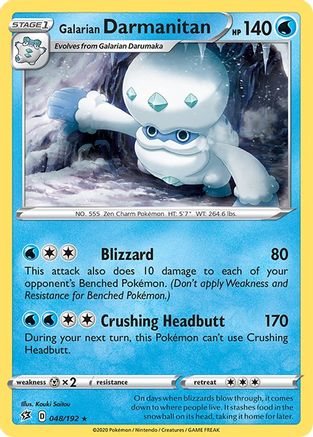 Galarian Darmanitan 048/192 - Reverse Holofoil SWSH02 Rebel Clash - Rare