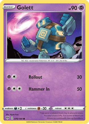 Golett 076/189 - Reverse Holofoil SWSH03 Darkness Ablaze - Common