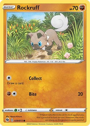 Rockruff 029/73 - Reverse Holofoil Champions Path - Common