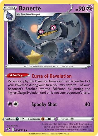 Banette 068/185 - Reverse Holofoil SWSH04 Vivid Voltage - Rare