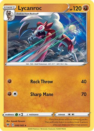 Lycanroc 095/185 - Reverse Holofoil SWSH04 Vivid Voltage - Rare