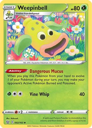 Weepinbell 002/163 - Reverse Holofoil SWSH05 Battle Styles - Uncommon