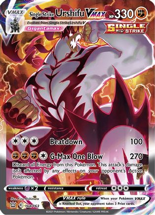 Single Strike Urshifu VMAX (Alternate Art Secret) 168/163 - Holofoil SWSH05 Battle Styles - Secret Rare