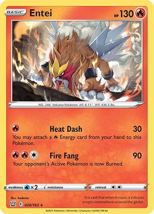 Entei 020/163 - Holofoil SWSH05 Battle Styles - Holo Rare