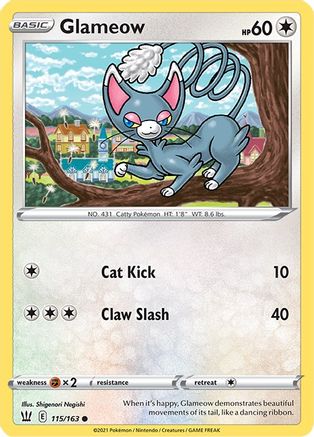 Glameow 115/163 - Reverse Holofoil SWSH05 Battle Styles - Common