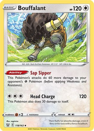 Bouffalant 118/163 - Reverse Holofoil SWSH05 Battle Styles - Uncommon
