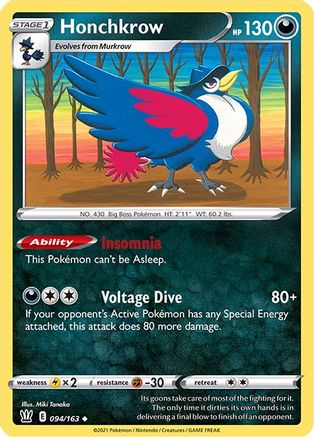 Honchkrow 094/163 - Reverse Holofoil SWSH05 Battle Styles - Uncommon