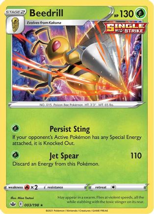 Beedrill 003/198 - Holofoil SWSH06 Chilling Reign - Holo Rare