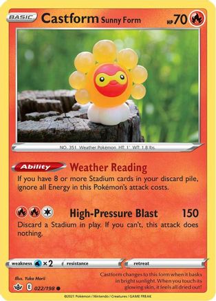 Castform Sunny Form 022/198 SWSH06 Chilling Reign - Common