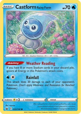 Castform Rainy Form 033/198 - Reverse Holofoil SWSH06 Chilling Reign - Common