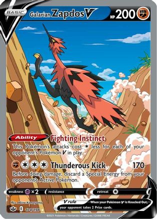Galarian Zapdos V (Alternate Full Art) 174/198 - Holofoil SWSH06 Chilling Reign - Ultra Rare