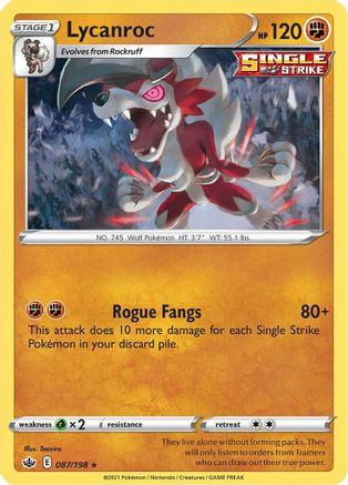 Lycanroc 087/198 - Holofoil SWSH06 Chilling Reign - Holo Rare