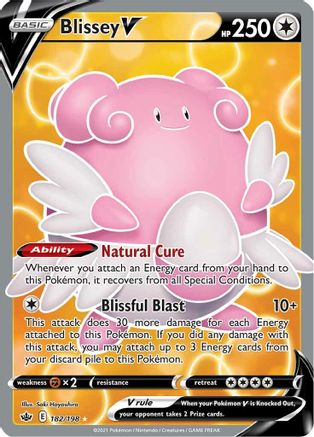 Blissey V (Full Art) 182/198 - Holofoil SWSH06 Chilling Reign - Ultra Rare