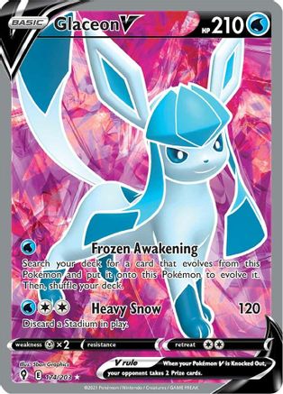Glaceon V (Full Art) 174/203 - Holofoil SWSH07 Evolving Skies - Ultra Rare