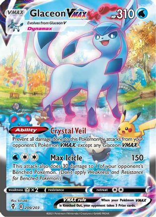 Glaceon VMAX (Alternate Art Secret) 209/203 - Holofoil SWSH07 Evolving Skies - Secret Rare