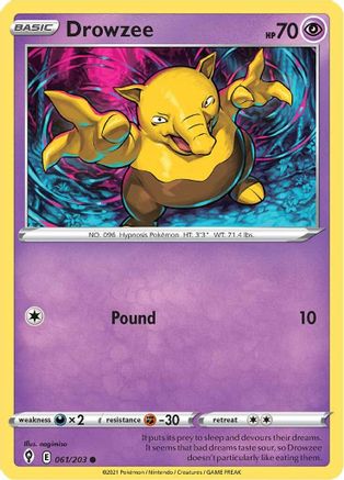 Drowzee 061/203 - Reverse Holofoil SWSH07 Evolving Skies - Common