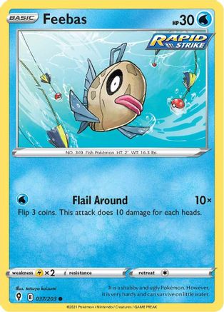 Feebas 037/203 - Reverse Holofoil SWSH07 Evolving Skies - Common