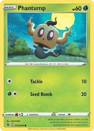 Phantump 016/264 - Reverse Holofoil SWSH08 Fusion Strike - Common