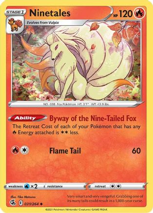 Ninetales (31) 031/264 - Reverse Holofoil SWSH08 Fusion Strike - Uncommon