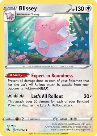 Blissey 203/264 - Reverse Holofoil SWSH08 Fusion Strike - Rare