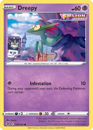 Dreepy 128/264 - Reverse Holofoil SWSH08 Fusion Strike - Common