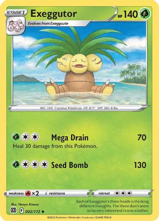 Exeggutor 002/172 SWSH09 Brilliant Stars - Uncommon
