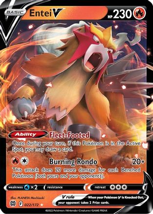 Entei V 022/172 - Holofoil SWSH09 Brilliant Stars - Ultra Rare