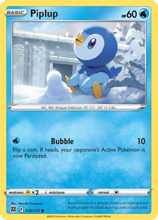 Piplup 035/172 - Reverse Holofoil SWSH09 Brilliant Stars - Common