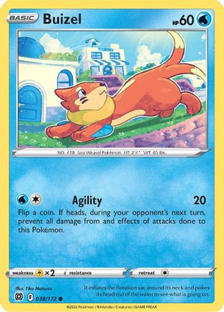 Buizel 038/172 - Reverse Holofoil SWSH09 Brilliant Stars - Common