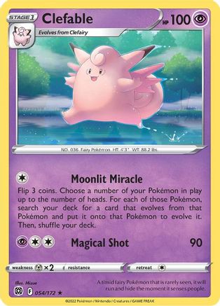 Clefable 054/172 - Reverse Holofoil SWSH09 Brilliant Stars - Rare