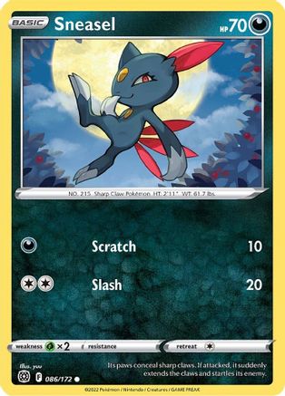 Sneasel 086/172 - Reverse Holofoil SWSH09 Brilliant Stars - Common