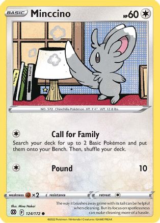Minccino 124/172 - Reverse Holofoil SWSH09 Brilliant Stars - Common