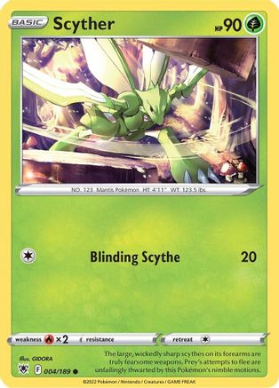 Scyther (004) 004/189 - Reverse Holofoil SWSH10 Astral Radiance - Common