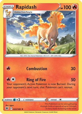 Rapidash 022/189 - Reverse Holofoil SWSH10 Astral Radiance - Rare