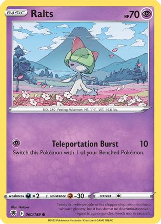Ralts 060/189 - Reverse Holofoil SWSH10 Astral Radiance - Common