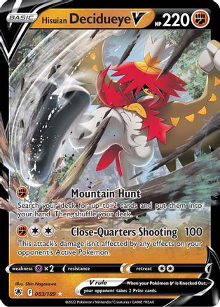 Hisuian Decidueye V 083/189 - Holofoil SWSH10 Astral Radiance - Ultra Rare