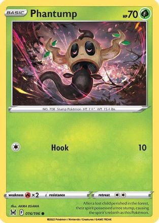 Phantump 016/196 - Reverse Holofoil SWSH11 Lost Origin - Common