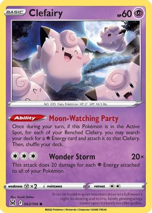 Clefairy 062/196 - Reverse Holofoil SWSH11 Lost Origin - Common
