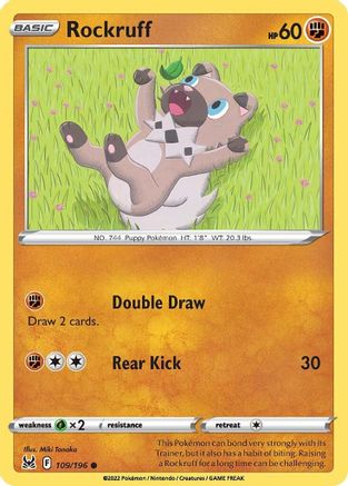 Rockruff 109/196 - Reverse Holofoil SWSH11 Lost Origin - Common