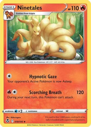 Ninetales 018/195 - Reverse Holofoil SWSH12 Silver Tempest - Uncommon