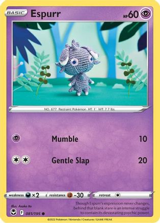 Espurr 081/195 - Reverse Holofoil SWSH12 Silver Tempest - Common