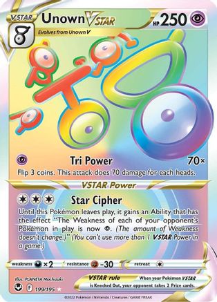 Unown VSTAR (Secret) 199/195 - Holofoil SWSH12 Silver Tempest - Secret Rare