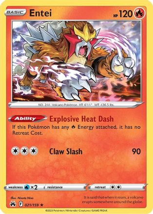 Entei 021/159 - Holofoil Crown Zenith - Holo Rare