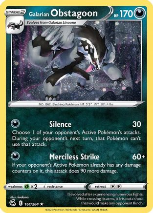 Galarian Obstagoon (Cosmos Holo) 161/264 - Holofoil Miscellaneous Cards & Products - Holo Rare