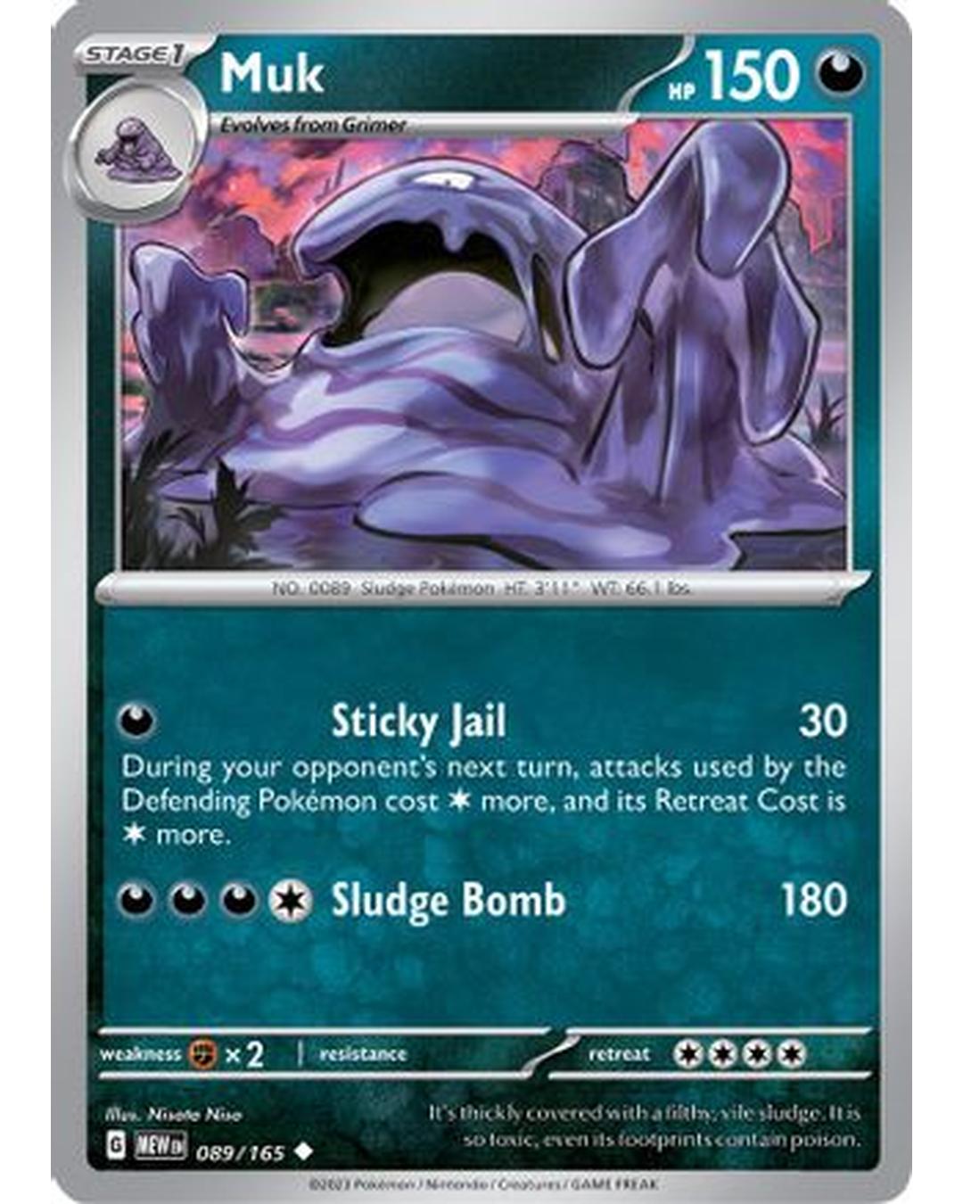 Muk 089/165 - Reverse Holofoil SV Scarlet & Violet 151 - Uncommon