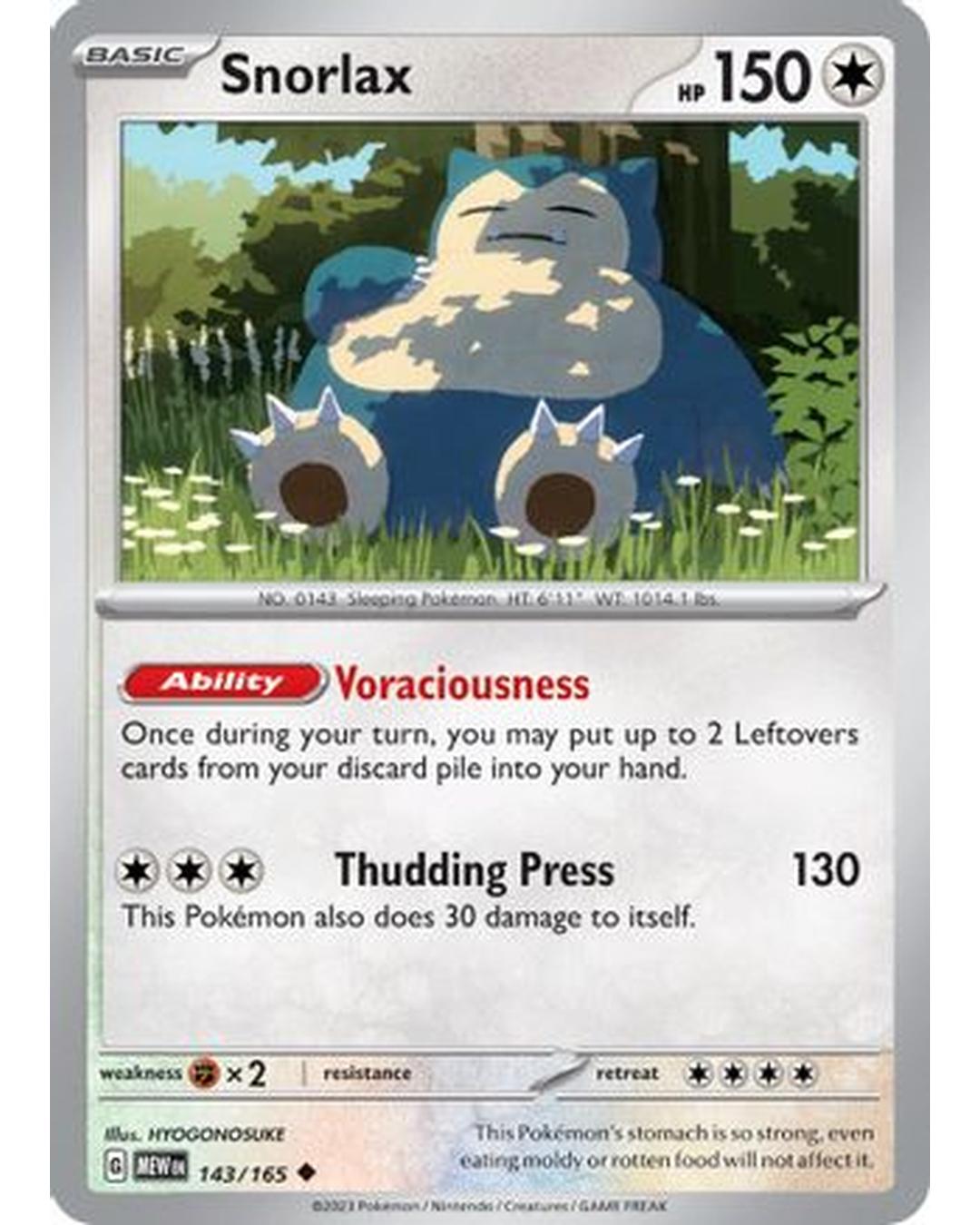 Snorlax 143/165 - Reverse Holofoil SV Scarlet & Violet 151 - Uncommon