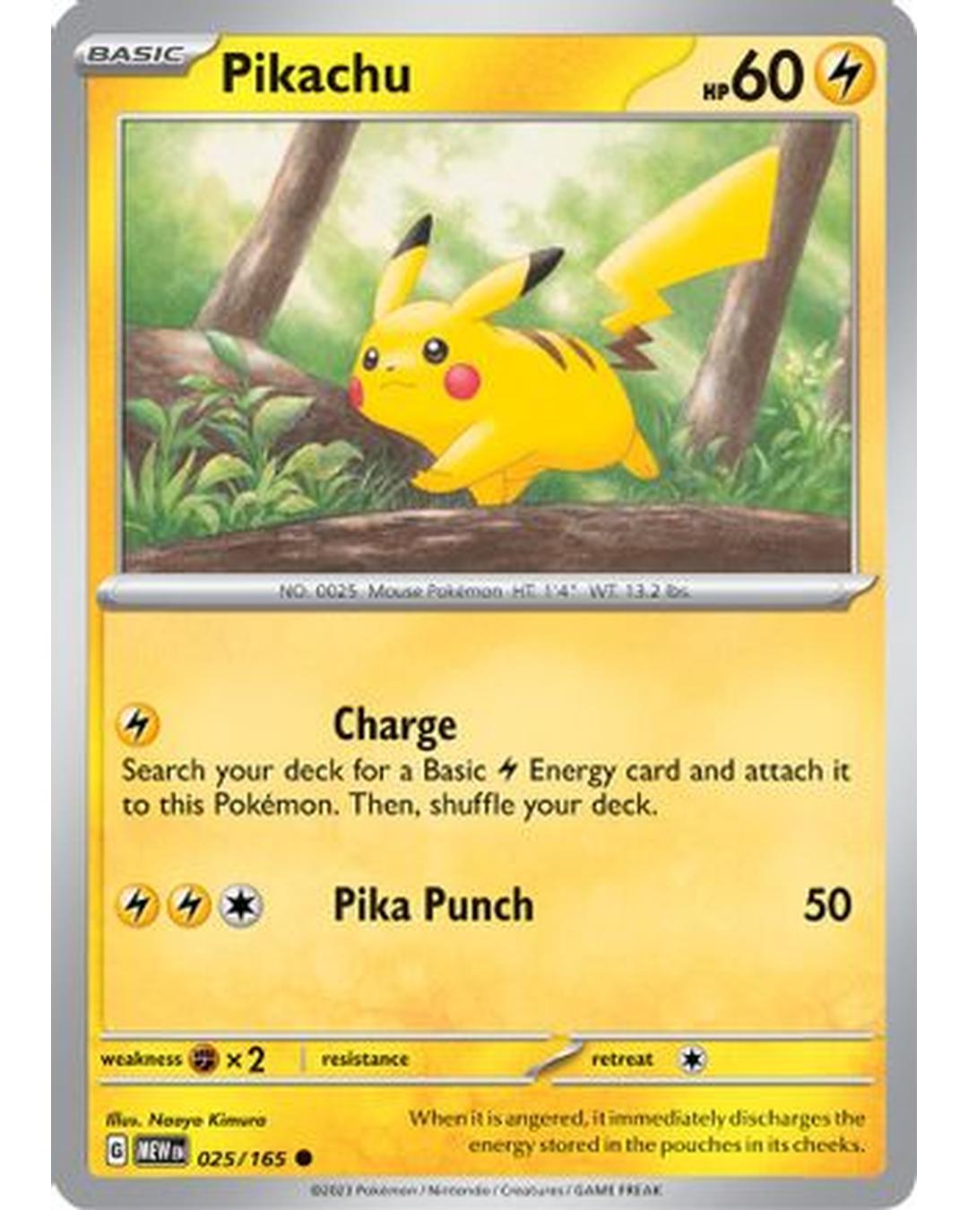 Pikachu 025/165 - Reverse Holofoil SV Scarlet & Violet 151 - Common